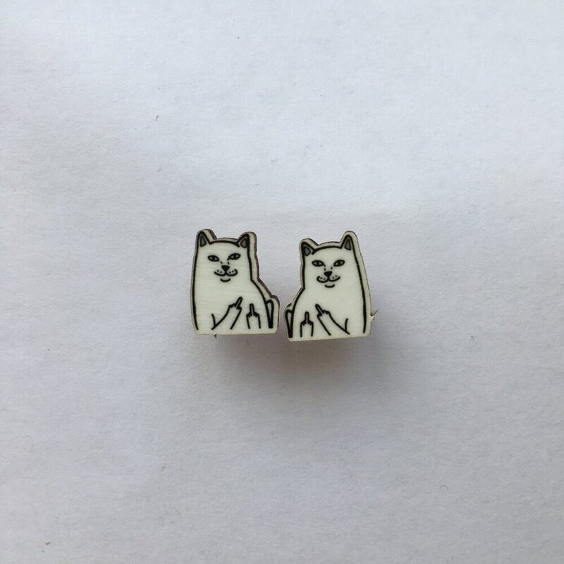 Деревянные сережки 'Няшные котики' Кот